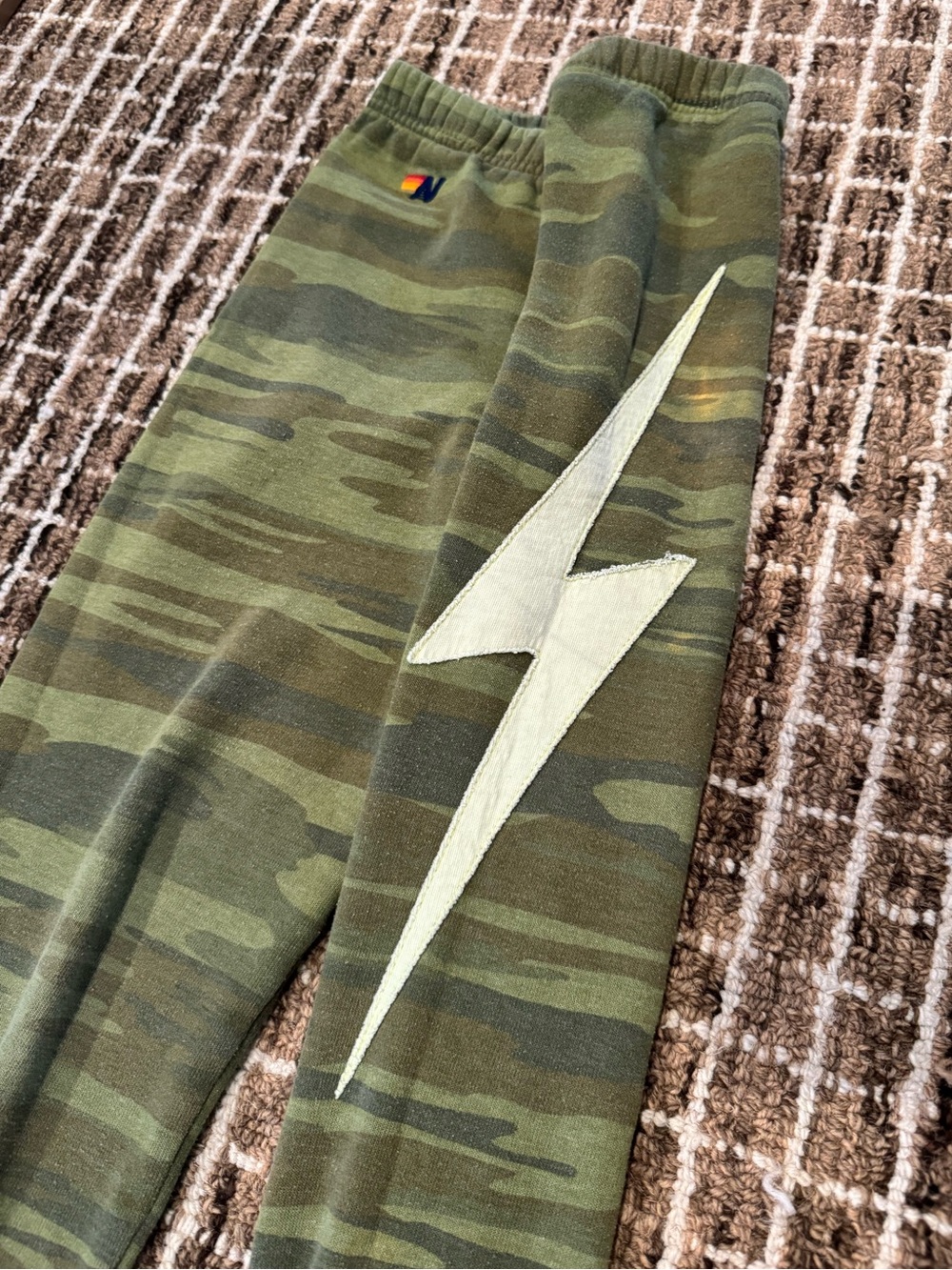Aviator Nation camo lightening bolt sweats